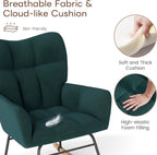 Nursery Rocking Chair, Rocking Chairs for Nursery, Green | Glider Rocker, Anti-Tip Safety Design, 440 Lb Weight Capacity, Cotton Fabric Cover, Padded Seat, for Living Room Bedroom