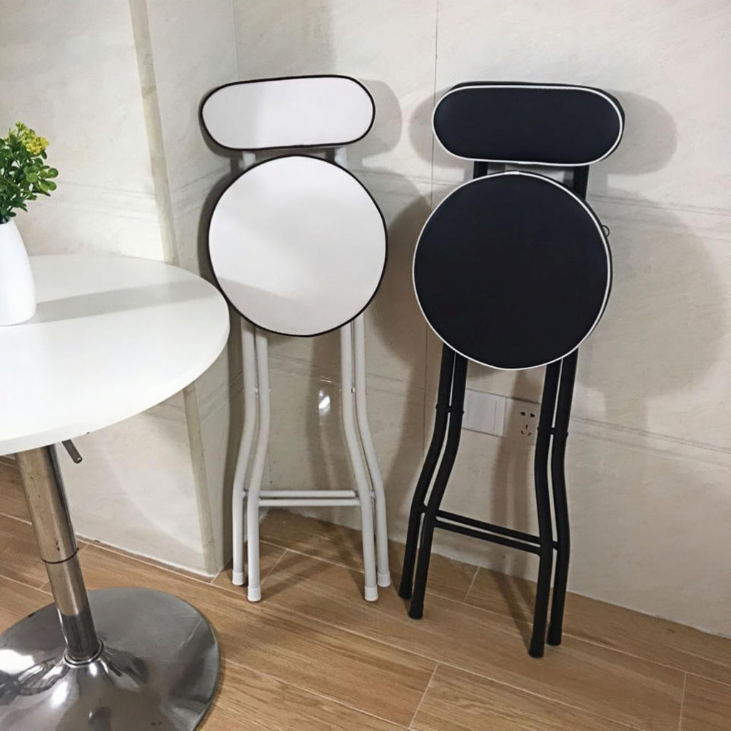 Portable Folding Stool, 330lbs Capacity, Heavy Duty Stool, Foldable Stool for Adults, Dorm, Kitchen, Vanity, Bathroom, Church and Outdoor Use (Black, Sitting Height: 24in)