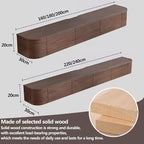 Pre-Assembled Floating TV Stand with Drawers, Rubberwood Wall Mounted TV Console, Modern Media Console for Living Room, Space-Saving Floating TV Cabinet (Brown (with Led), 71in/180cm)