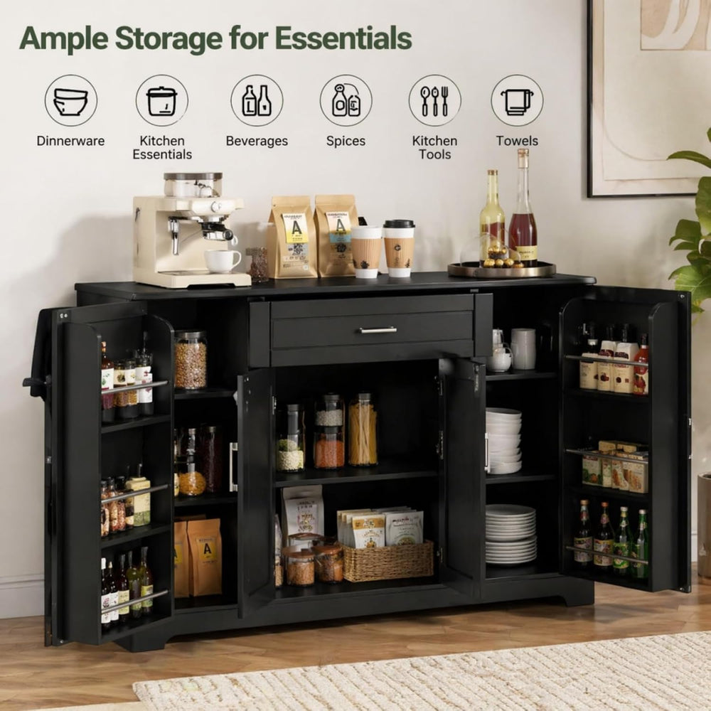 54.3 Inch Sideboard Buffet Cabinet with Storage 4 Doors 1 Drawer Melamine MDF...