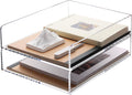 SANRUI Paper Organizer for Desk,Acrylic Stackable Letter Tray, Clear Desk Organizer, Paper Sorter for Office,Home or School,2-Pack
