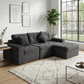 Eafurn 105" L-Shaped Boneless Modular Sectional Sofa with Movable Ottoman, Comfy Corduroy Floor Couch with Deep Seat and Tufted Seat, Flexible Module Combination for Living Room, No Assembly | Deep Seat, Wider Armrest, Free Combination, Tufted