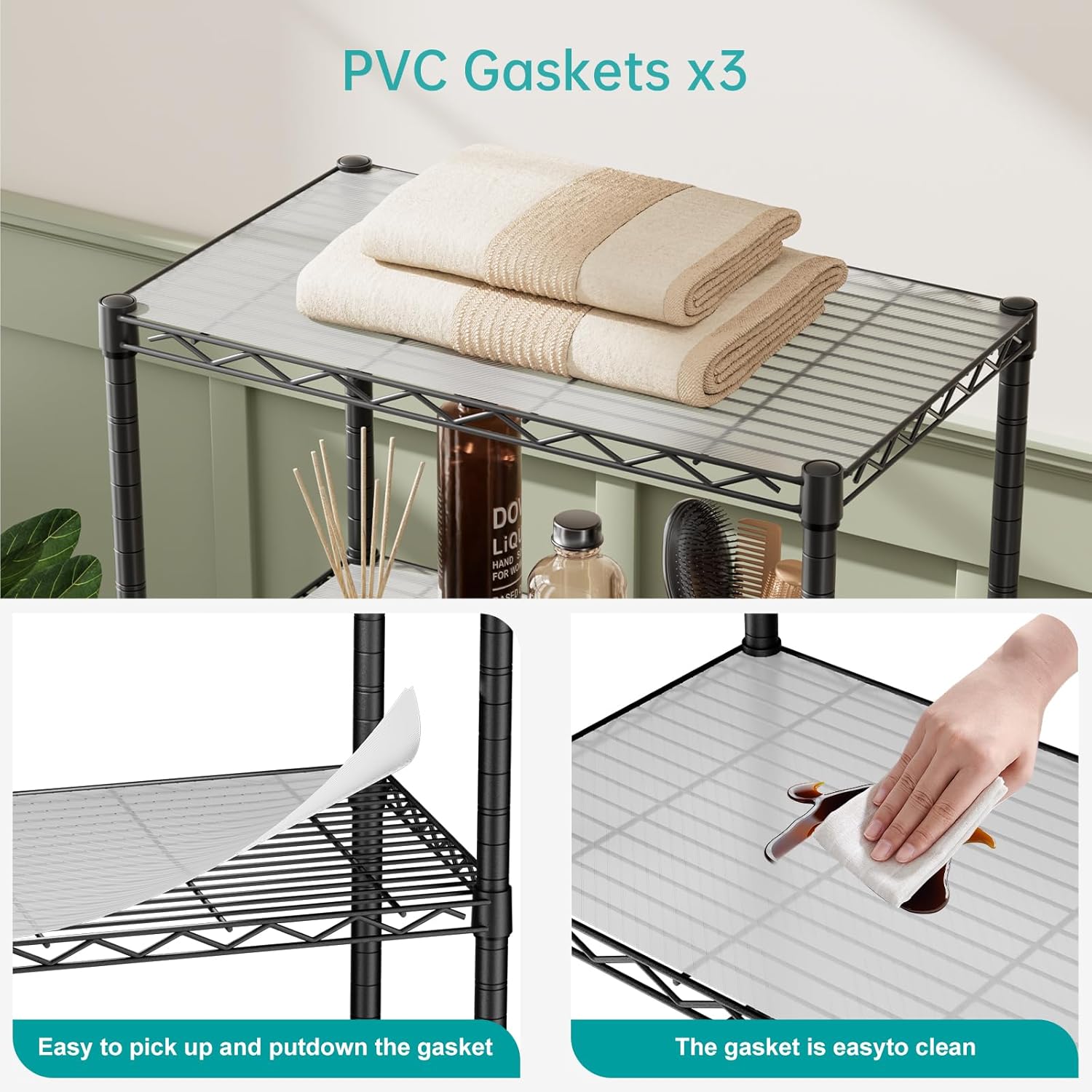 SINGAYE Shelf Closet Wire Shelving：Adjustable Metal Unit for Laundry Room Organization Bathroom Kitchen Home Storage with Wheels Pantry Rack Shelves