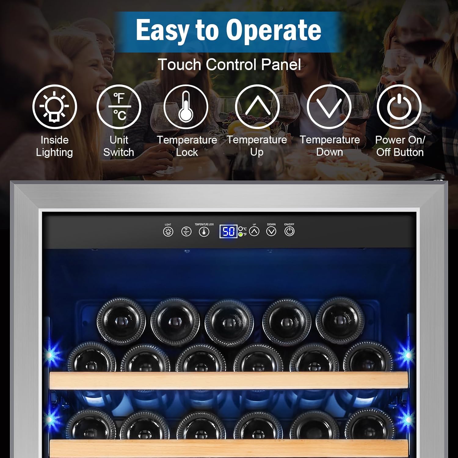 Wine Fridge 24 Inch, 190 Bottles Freestanding or Built-in Wine Cooler Refrigerator with Sliding Rail Shelves, Professional Wine Cellar Low Noise with Upgraded Reversible Door