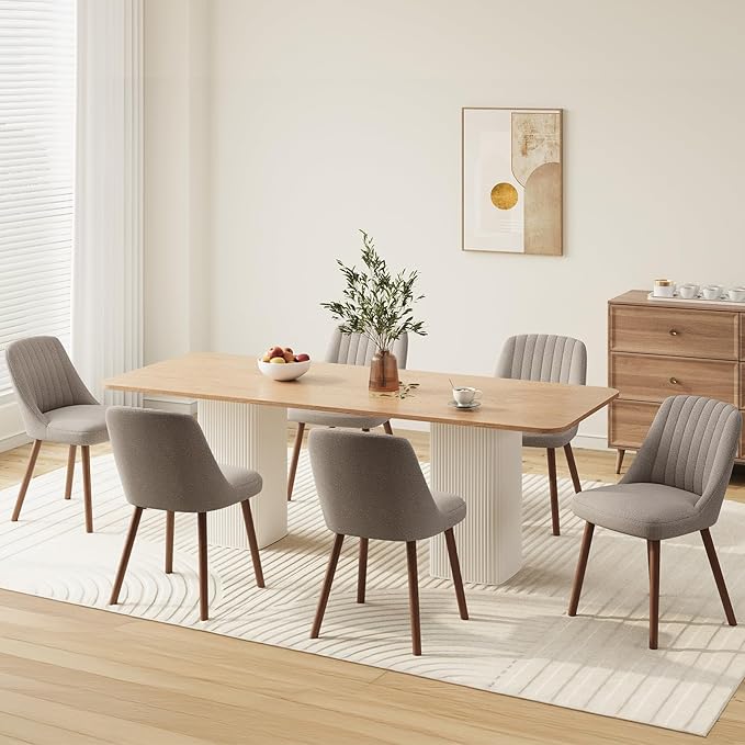 Upholstered Dining Chairs Set of 2, Modern Fabric Kitchen Chairs with Back, Wood Legs for Kitchen Dining Room Restaurant, Taupe