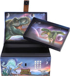 Depesche 13441 Dino World Treasure Chest in Dino Design with Planets, Storage Box with Code, Sound and Light