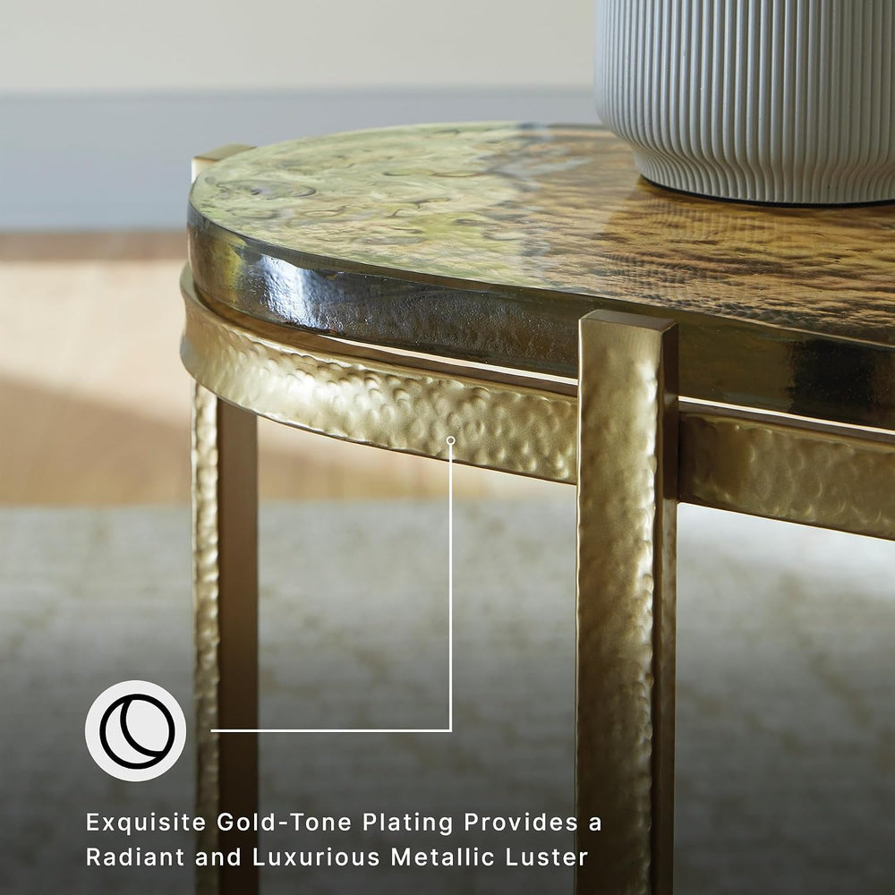Signature Design by Ashley Porterville Modern Accent Table with Cast Glass To...