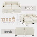 78'' Modular Sectional Cloud Couch with 2 Movable Ottoman, 4 Seat Comfy Modern Corduroy Sofa with 2 Throw Pillows, Deep Seat Sleeper Couch for Living Room Bedroom Apartment, Beige