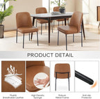 COLAMY Dining Chairs Set of 6, Modern Dining Chair, Leather Upholstered Dining Chairs, Kitchen Chairs with Curved Back and Metal Legs for Dining Room Kitchen Restaurant, Brown