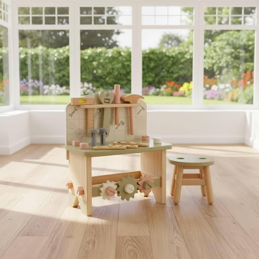 Wooden Toy Workbench Hands-on Wooden Tool Bench Creative Children's Tool Bench for Preschoolers