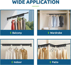 Clothes Drying Rack Wall Mounted, Multi-Tier Collapsible Laundry Drying Rack, Space Saving Wall Mounted Clothes Drying Rack for Indoor & Outdoor, Retractable, Folding, Black Drying Rack Clothing