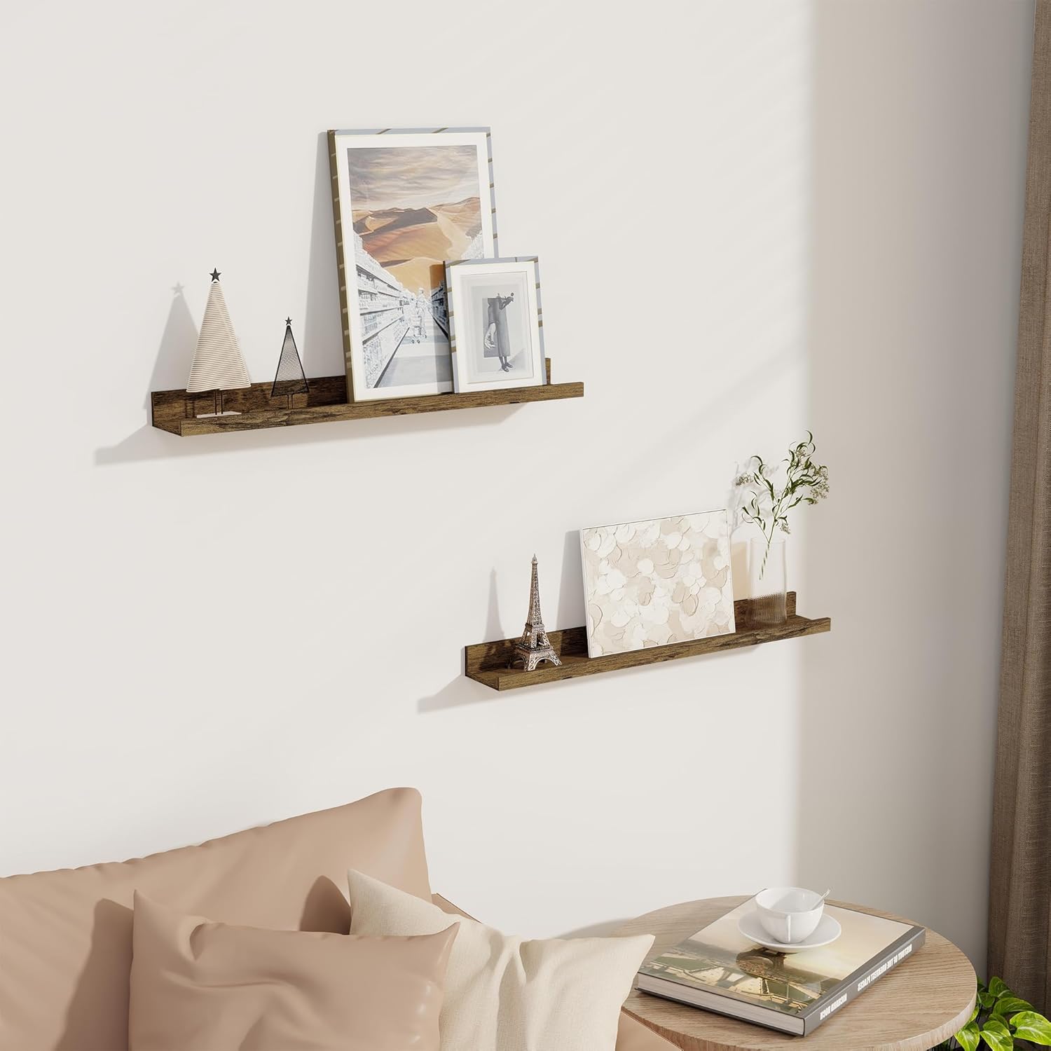 Axeman Floating Shelves for Wall - 24 Inch Picture Ledge Shelf Set of 2 - Rustic Picture Shelf for Wall with Ledge - Floating Shelves with Lip - Photo Ledge Shelves for Pictures Nursery Books