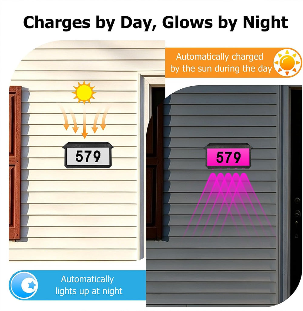 Solar Address Sign with Remote Control, 11 Lighting Colors, IP65 Waterproof