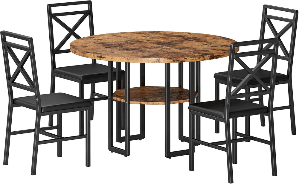 IRONCK Dining Table Set for 4, Round Dining Table and Chairs, Kitchen Table a...