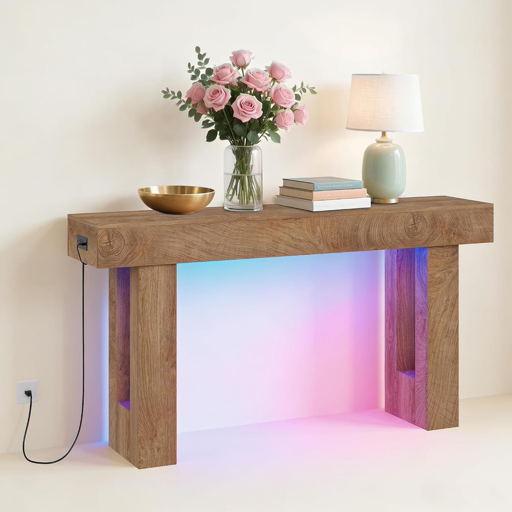 63" Farmhouse Console Table - Long Sofa Table Behind Couch, Wooden Entry...