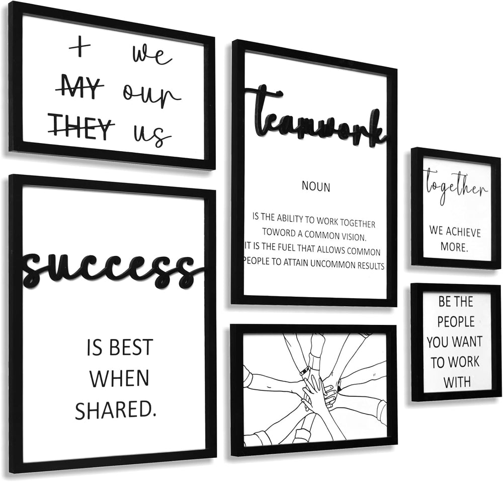 3D Wood Office Wall Art, Framed Inspirational Teamwork Wall Art, Motivational...