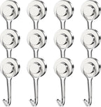 MIKEDE 12 Pack Magnetic Hooks, 40LB Heavy Duty Neodymium Magnet Hooks, Strong Magnetic Swivel Hooks for Hanging, Magnets with Hook Magnetic Metal Hanger for Fridge, Toolbox, Storage