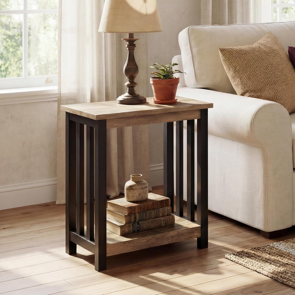 ChooChoo Mission End Tables Set of 2, Narrow Side Tables for Small Spaces, Ni...