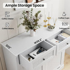 Double Tilt Out Laundry Hamper Cabinet,10 Gallon Laundry Cabinet with Drawers ＆ 2 Hidden Baskets, Farmhouse Storage Basket for Laundry Room, Bathroom, Kitchen, Wood, White