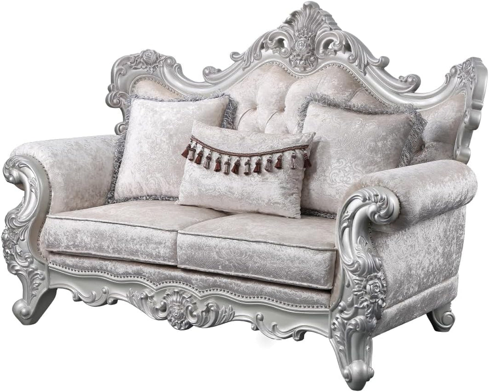 2Pc Living Room Set in with Silver Brush