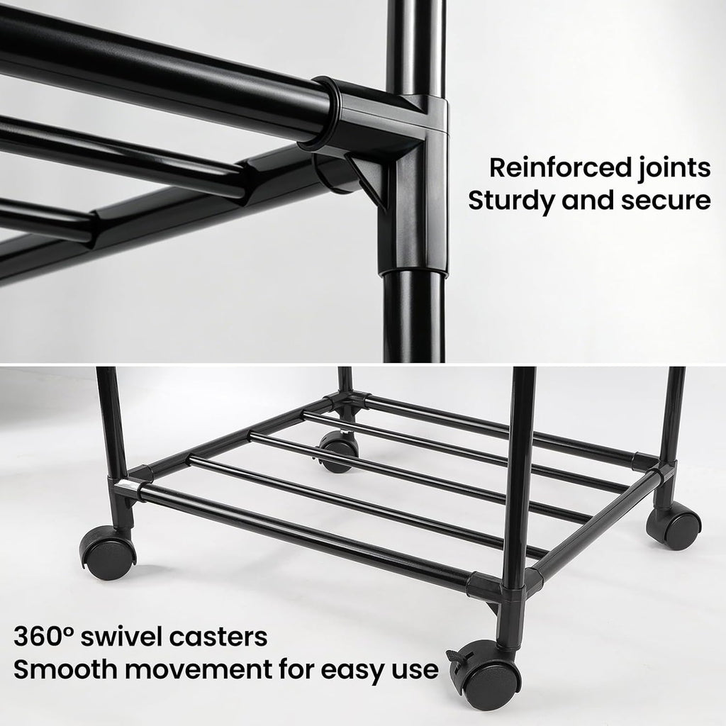 GOESWELL 6-Tier Slim Storage Cart: Rolling Utility Cart on Wheels with 2 Lockable Casters, Narrow Metal Shelving Unit for Kitchen Bathroom Laundry Home Organizer Black
