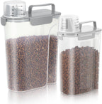 Dog Food Storage Container, Upgraded Large Nozzle BPA-free, 8-12 LBS Plastic Pet Food Storage Containers, With 4 Sealed Clasps, 1 Measuring Cup and Handle, Easy to Clean and Carry -2 Packs