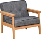 Kid Chair Sofa,Upholstered Armrest Chair with Solid Wood Structure and Linen Fabric for Kids Gift ( Dark Grey, Light Grey) ( Dark Grey)