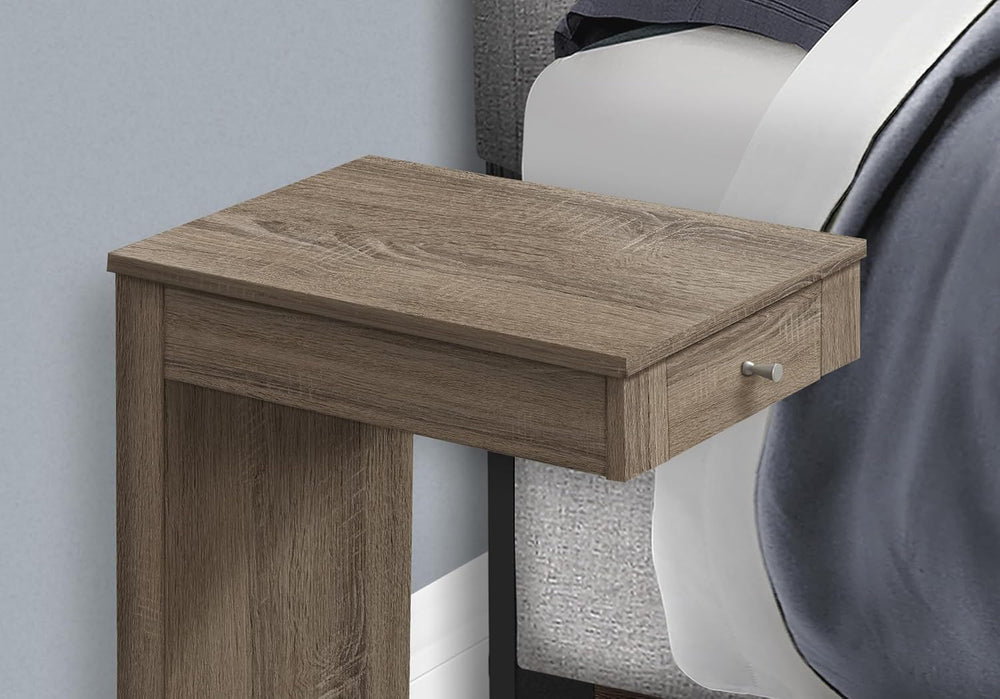 Accent Table, C Shaped, End, Side, Snack, Storage Drawer, Living Room, Bedroo...