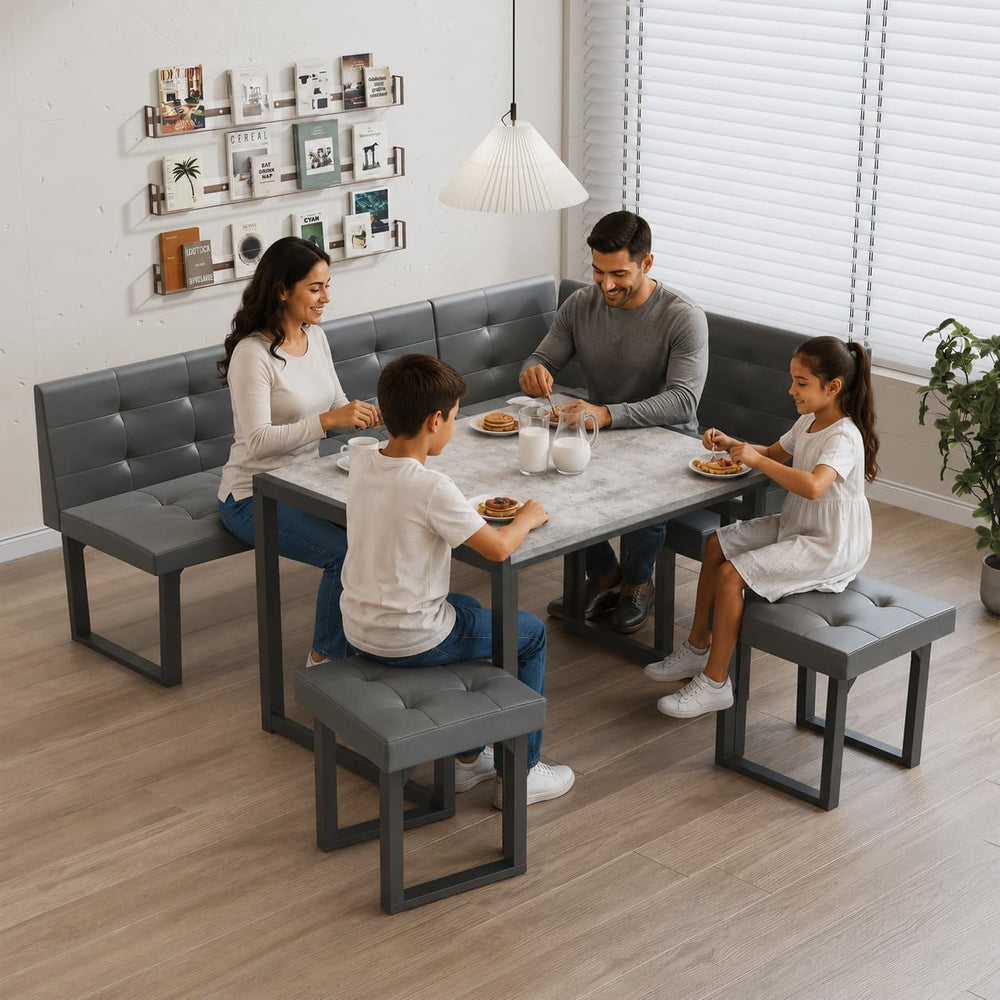 XIAO WEI Corner Dining Table Set for Small Spaces, 70 Inch Breakfast Nook wit...