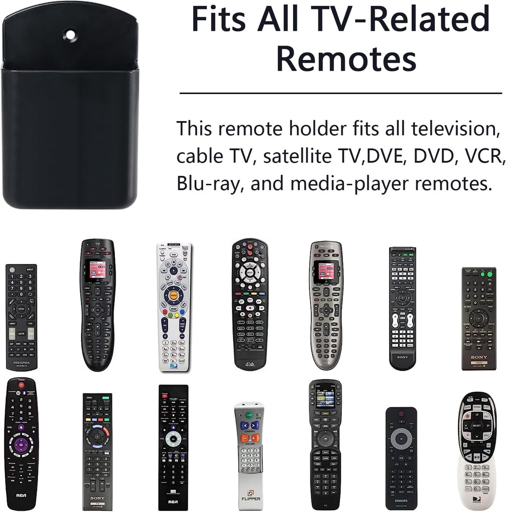 4 Pcs Remote Control Holder Wall Mount, TV Controller Holder, Self Adhesive Remote Holder, Wall Pen Holder Storage Accessories for Home Office School (Black)
