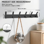 2 Pack Coat Rack Wall Mount,17.3 in Wall Hooks for Hanging, Coat Hanger Wall Mount Towel Rack Hat Rack for Wall with 6 Hooks for Entryway, Bedroom, Bathroom (Black,6 Hook-2Pack)