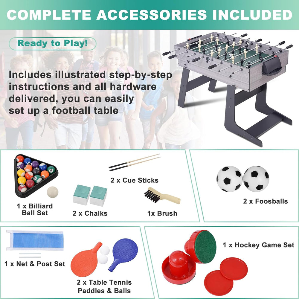 54" 4-in-1 Multi Game Table, Foldable Combo Game Table Set with Ping Pon...