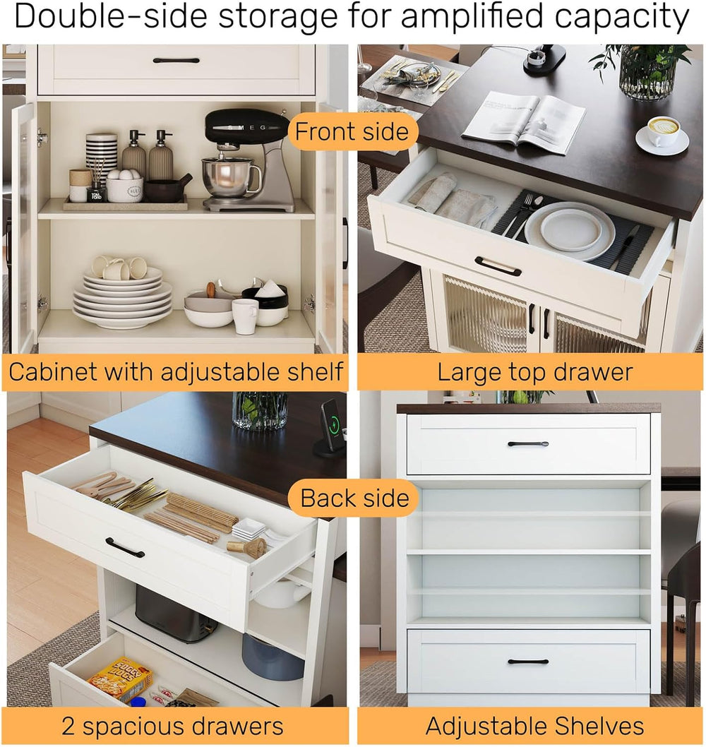 83'' Extendable Kitchen Island with Dining Table,2-in-1 Large Kitchen...