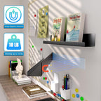 DTUQYX 2-Pack Metal Magnetic Book Shelf: Modern Industrial Style, 2 Shelves, 10 lbs Capacity, Magnetic Shelf for Whiteboard, Classroom & Office(Black)
