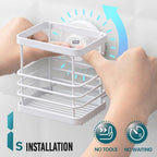 TAILI Patented Suction Cup Toothbrush Holder, Stainless Steel Anti-Puddling Toothbrush Shower Holder, No Drilling Removable Organizer for Bathroom Toothpaste, Razor, Kitchen and Office Items, White