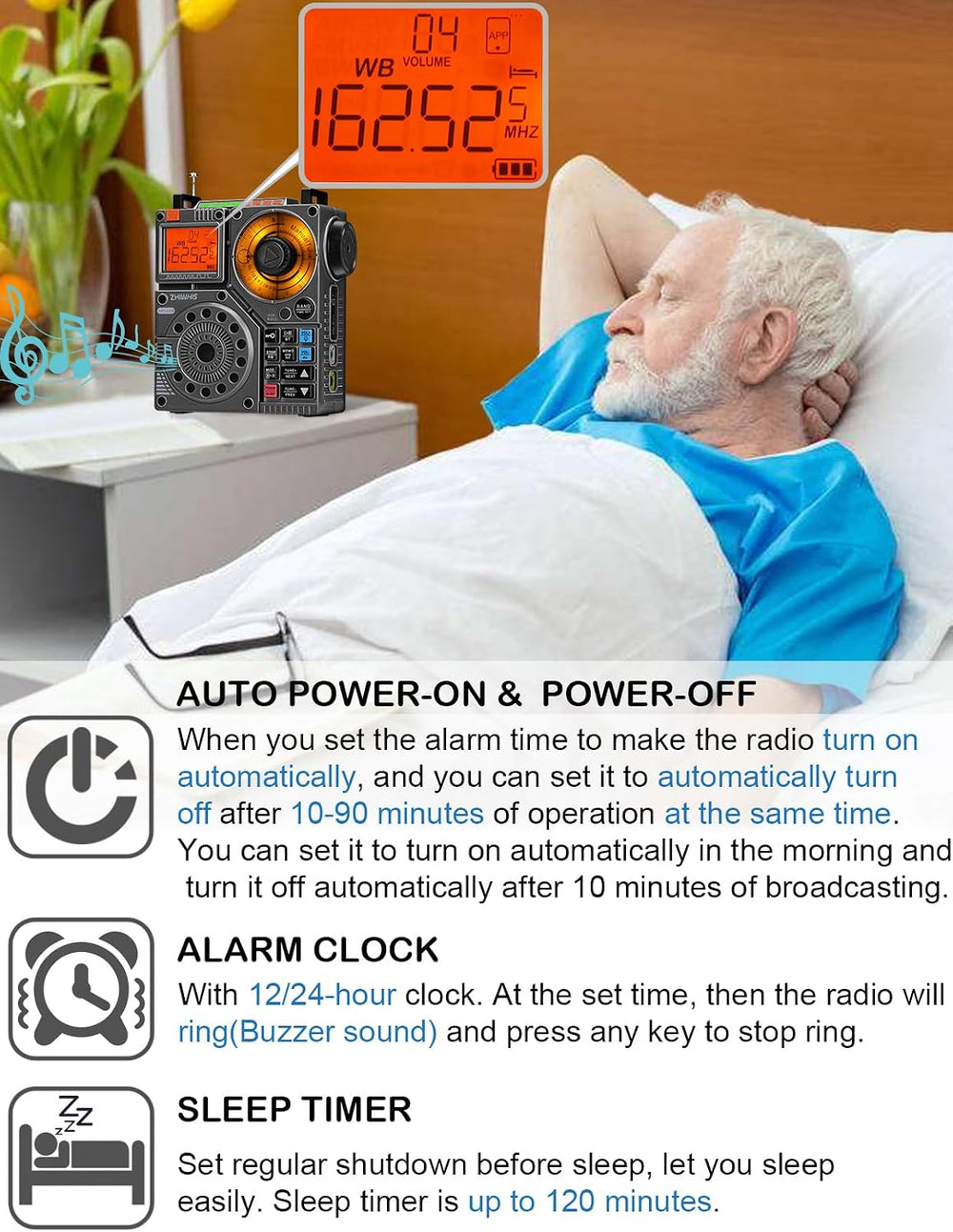 ZHIWHIS A320 Shortwave Radio, Bluetooth Speaker, MP3 Player AM FM VHF SW WB