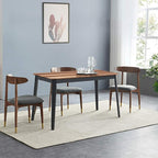 Giantex 43.5" L Rectangular Dining Table, Farmhouse Dinette Table w/ 4 Rubber Wood Legs, Kitchen Dinner Table for Kitchen Dining Room Living Room (Walnut & Black)