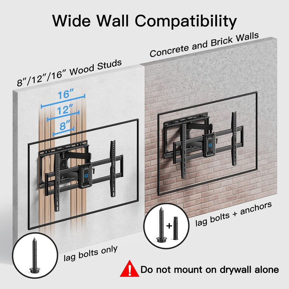 Pipishell Full Motion TV Wall Mount for 37-75 inch Flat/Curved TVs up to 100l...