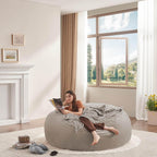 Jumbo Bean Bag Chair for Adults，6FT，Bean Bags with Filler Included，Memory Foam Chair，Removable and Washable Flannel Cover, Suitable for Living Room, Bedroom and Dormitory. (Khaki)