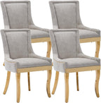 Upholstered Dining Chairs Set of 4, Modern Fabric Side Chairs with Gold Stainless Steel Legs, Accent Kitchen Chairs for Dining Room Table, Beige