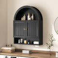 Arched Bathroom Wall Cabinet, 27.4 x 36.4'' Over The Toilet Cabinet with Grille Door, Adjustable Shelf, Wall Mounted Cabinets for Bathroom Laundry Room Kitchen (Black, 36IN)