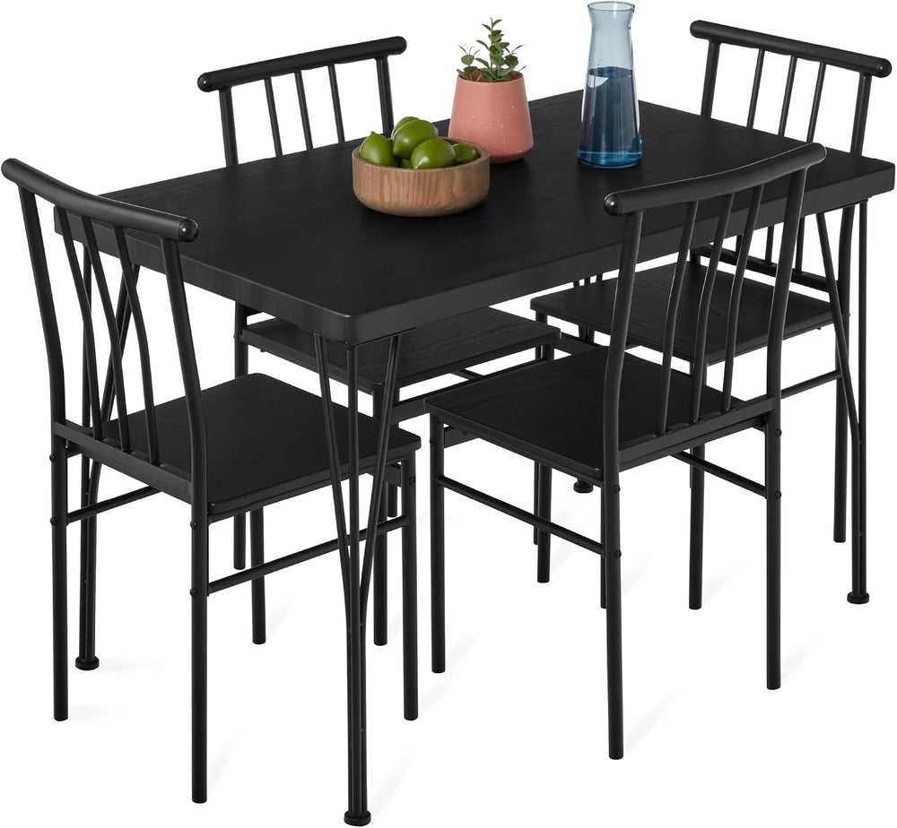 Best Choice Products 5-Piece Metal and Wood Indoor Modern Rectangular Dining ...