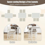 NAFORT 5-Piece Dining Table Set for 4, Mid-Century Modern Solid Wood Kitchen Room Table with 4 Upholstered Dining Chairs, Space-Saving Dinette Tables w/Rubber Wood Legs for Apartment, Office