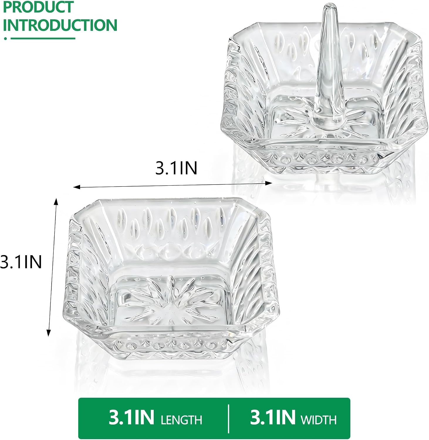 2pcs Clear Crystal Ring Holder Crystal Jewelry Dish Tray | Small Ring Dish, Gifts for Women, Engagement Wedding Ring Holder