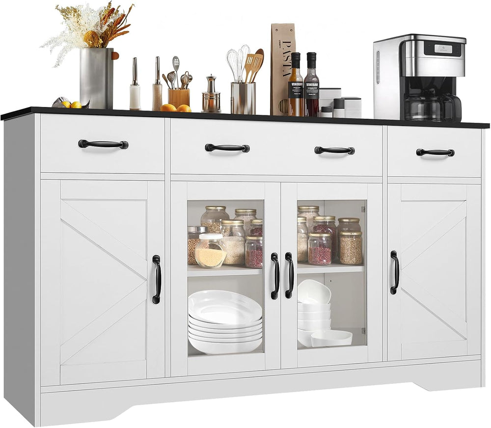 Homdox 55" Buffet Cabinet with Storage, Modern Farmhouse Sideboard with ...
