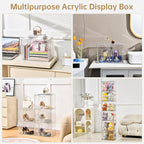 Purse Organizer for Closet,Clear Acrylic Display Case for Handbag Organizer, Purse Storage Box with Magnetic Door, Plastic Storage Bins for Book, Collectibles, Cosmetic (3 Pack)