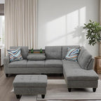 L Shaped Couches for Living Room, Sectional Couch Living Room Furniture with Storage Ottoman, Modular Sectional Sofa with Movable Chaise for Apartment Office, Brown Grey