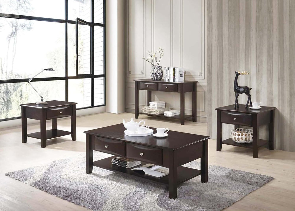 Espresso Finish 4pc Occasional Table Set with Antique Black, Espresso | Liste...