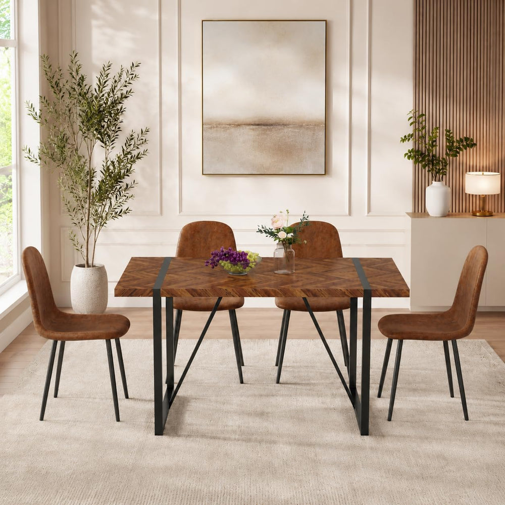 FURNITO 55" Dining Room Table Set for 4, Mid Century Modern Dining Table...