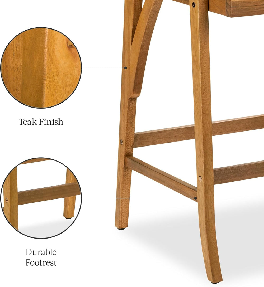 Best Choice Products Set of 2 Outdoor Acacia Wood Bar Stools Bar Chairs for P...